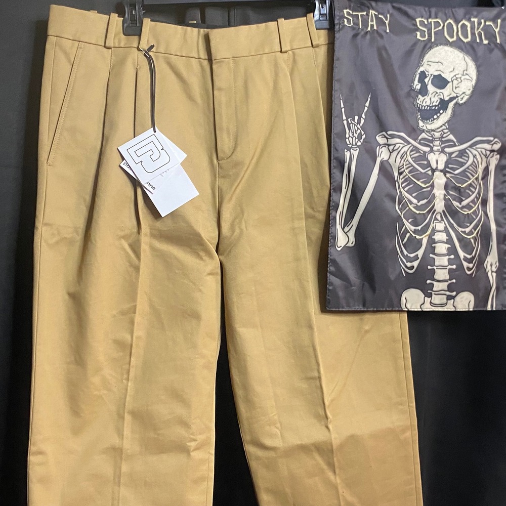Paco Rabanne Pleated Trousers Khaki Cotton Blend Dress‎ Pants Size 52